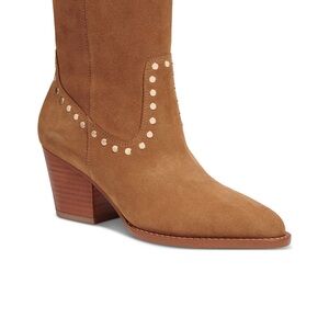 Coach Tan Suede Studded Heeled Boots